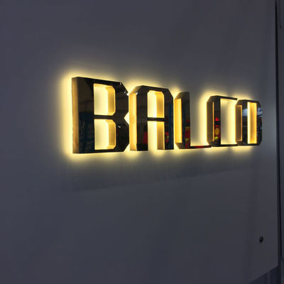 Soporte retroiluminado de electrochapado del tornillo de la muestra M4 de la letra del metal del espejo del oro