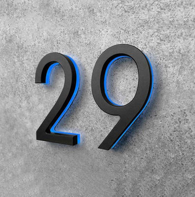 Números de matrícula DC12V de la puerta del hotel de la muestra de número de casa del espejo del oro