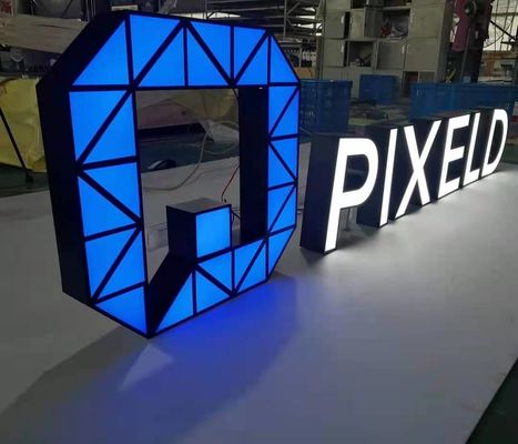 Las letras hechas excursionismo del metal almacenan la decoración delantera de la tienda del grueso de la muestra el 10cm