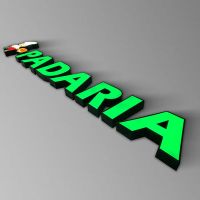 IP65 grabó en relieve el logotipo iluminado muestra delantera de acrílico de la letra del metal de la tienda