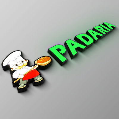 IP65 grabó en relieve el logotipo iluminado muestra delantera de acrílico de la letra del metal de la tienda