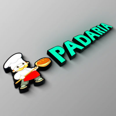 IP65 grabó en relieve el logotipo iluminado muestra delantera de acrílico de la letra del metal de la tienda