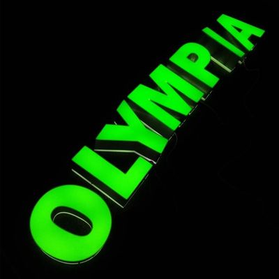 El ODM Logo Signs de acero inoxidable los 8cm verdes de plata del OEM vuelve al aire libre