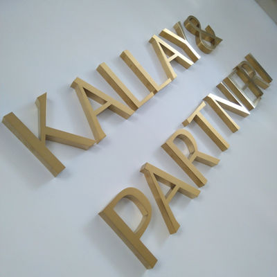 La muestra interior de la letra del metal de la puerta de la oficina pulió la galvanoplastia cepillada SS304