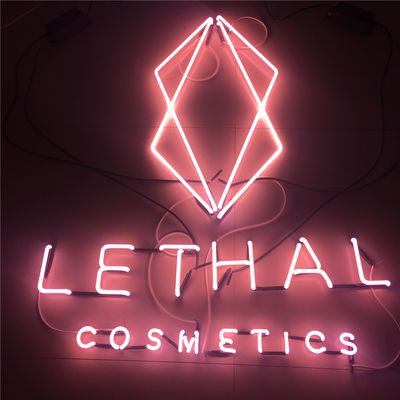 La tienda Logo Custom Neon Sign Glass de los cosméticos hizo letras de canal de neón rosadas