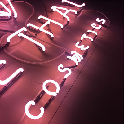 La tienda Logo Custom Neon Sign Glass de los cosméticos hizo letras de canal de neón rosadas